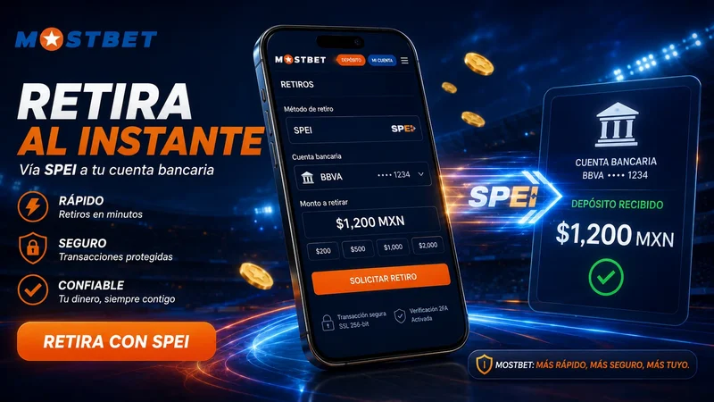 Solicitud de retiro por transferencia SPEI en Mostbet